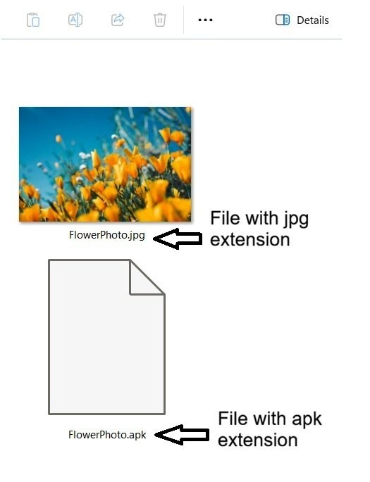 File with an APK extension displayed in Windows