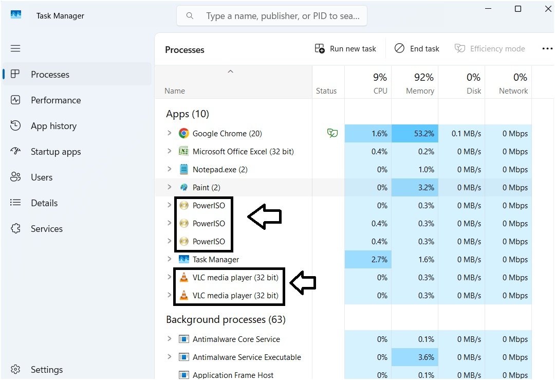 Similar applications appearing as separate entries rather than a single grouped entry.
